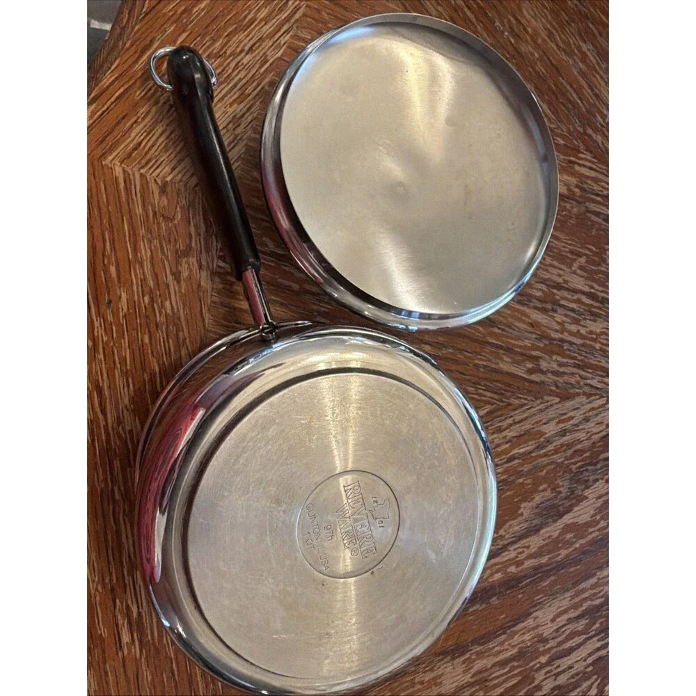 Vintage 1 Quart-79 Revere Ware Stainless Steel Pan w Lid/Clinton IL USA